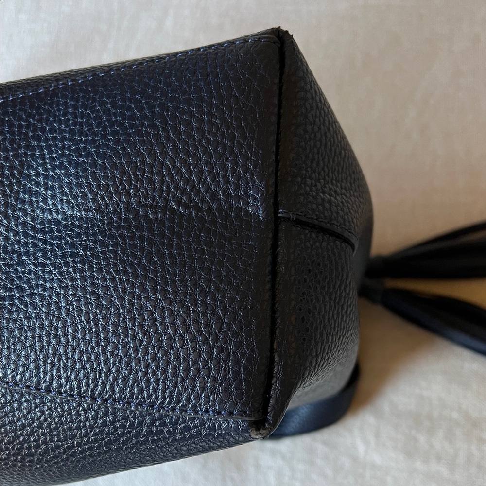 Tory Burch Navy Tote with Tassel and Pouch - Picture 4 of 7